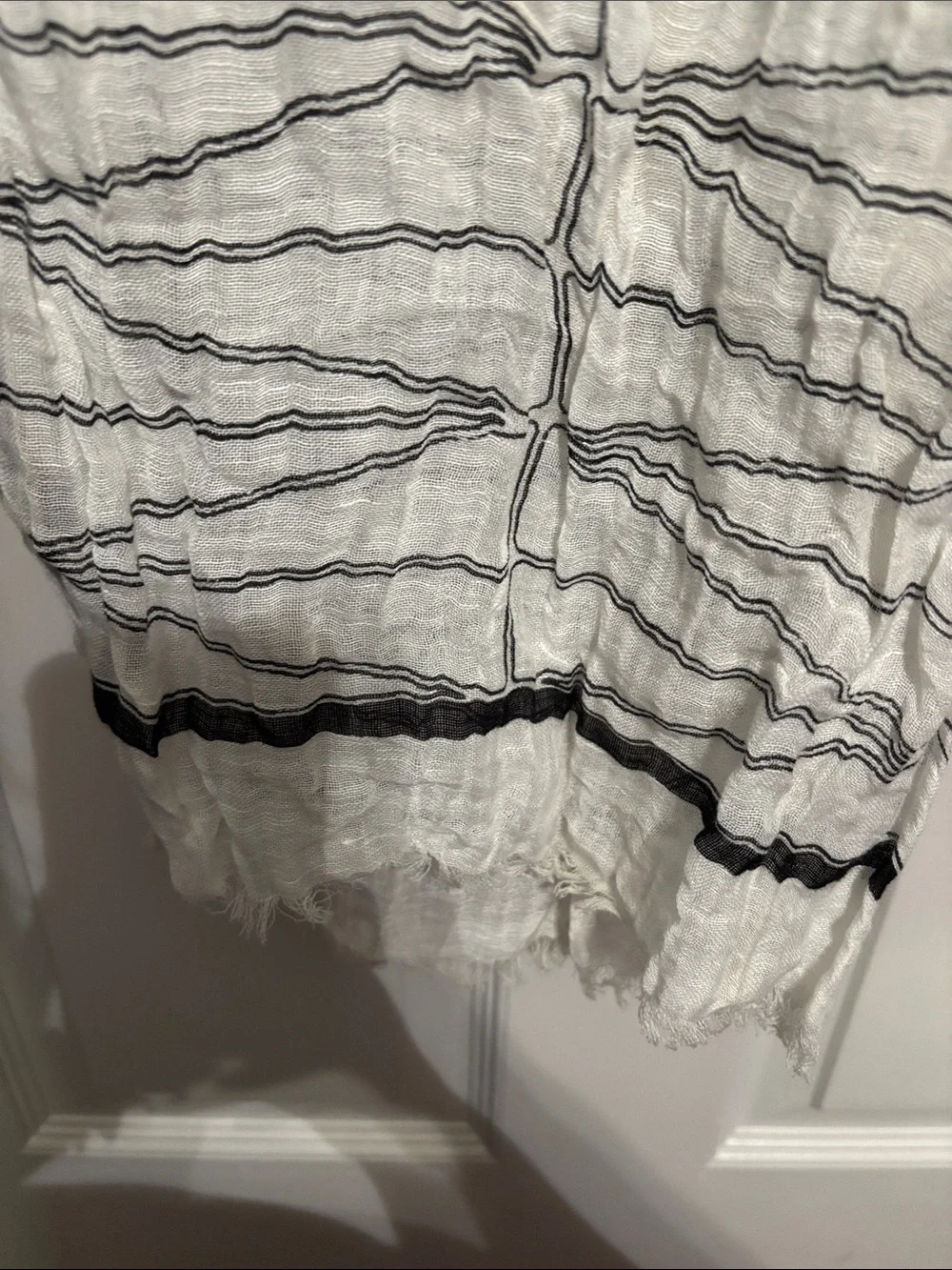 Lightweight White and Black Striped Women's Scarf